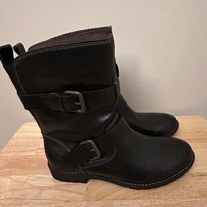 Montana Women’s Black Leather Ankle Boots with Buckle Detail